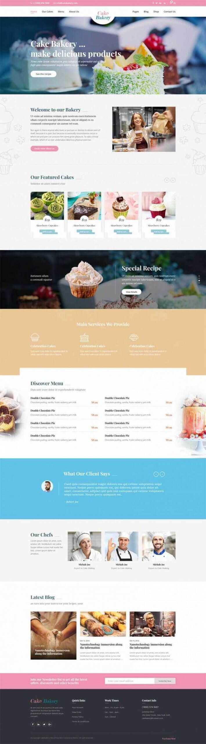 粉色卡通响应式蛋糕面包店外卖预订设计师类网站 - 网创&网赚 项目教学