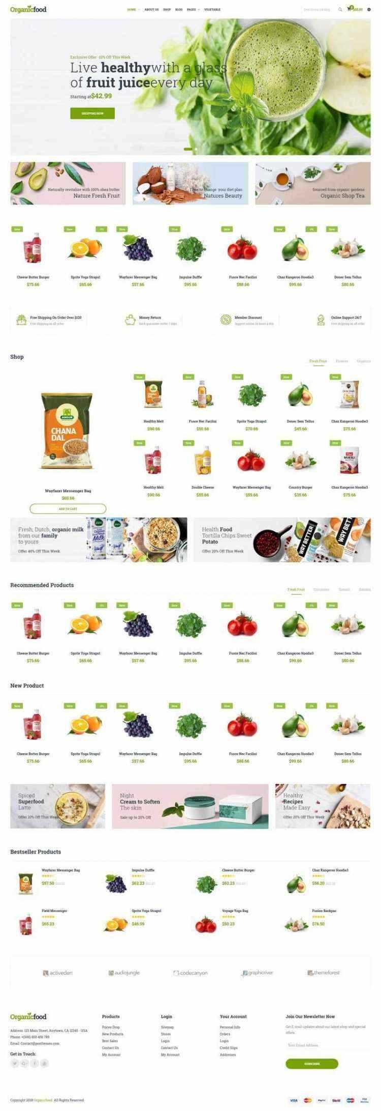 绿色Bootstrap4响应式食品蔬菜水果外卖预订商城网站 - 网创&网赚 项目教学