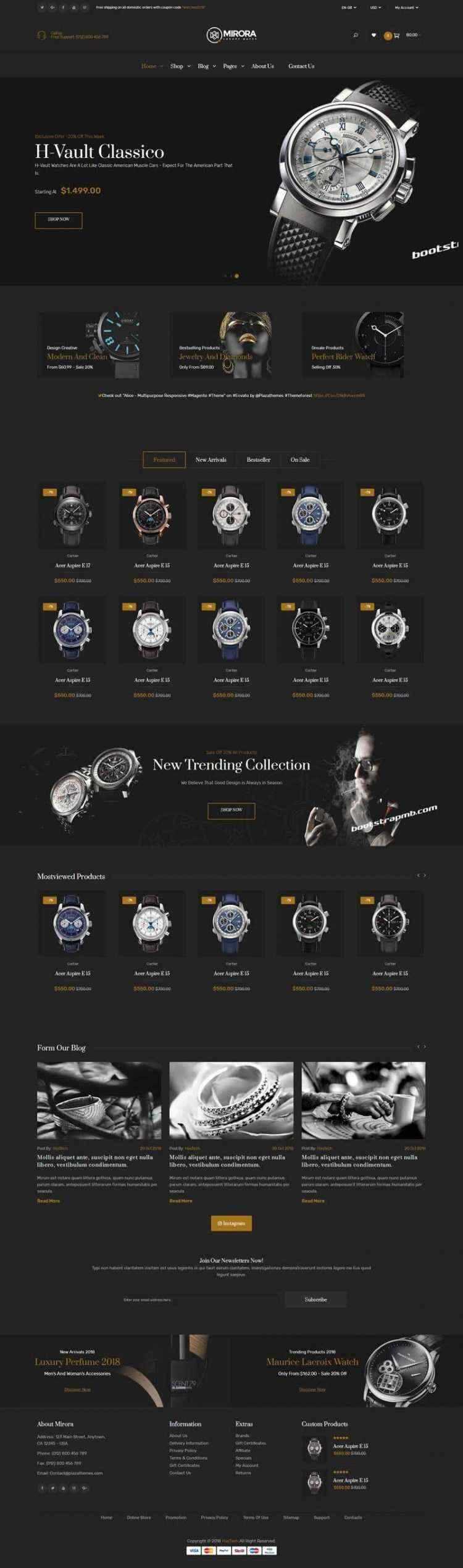 Bootstrap黑色响应式奢侈品手表商城网站 - 网创&网赚 项目教学