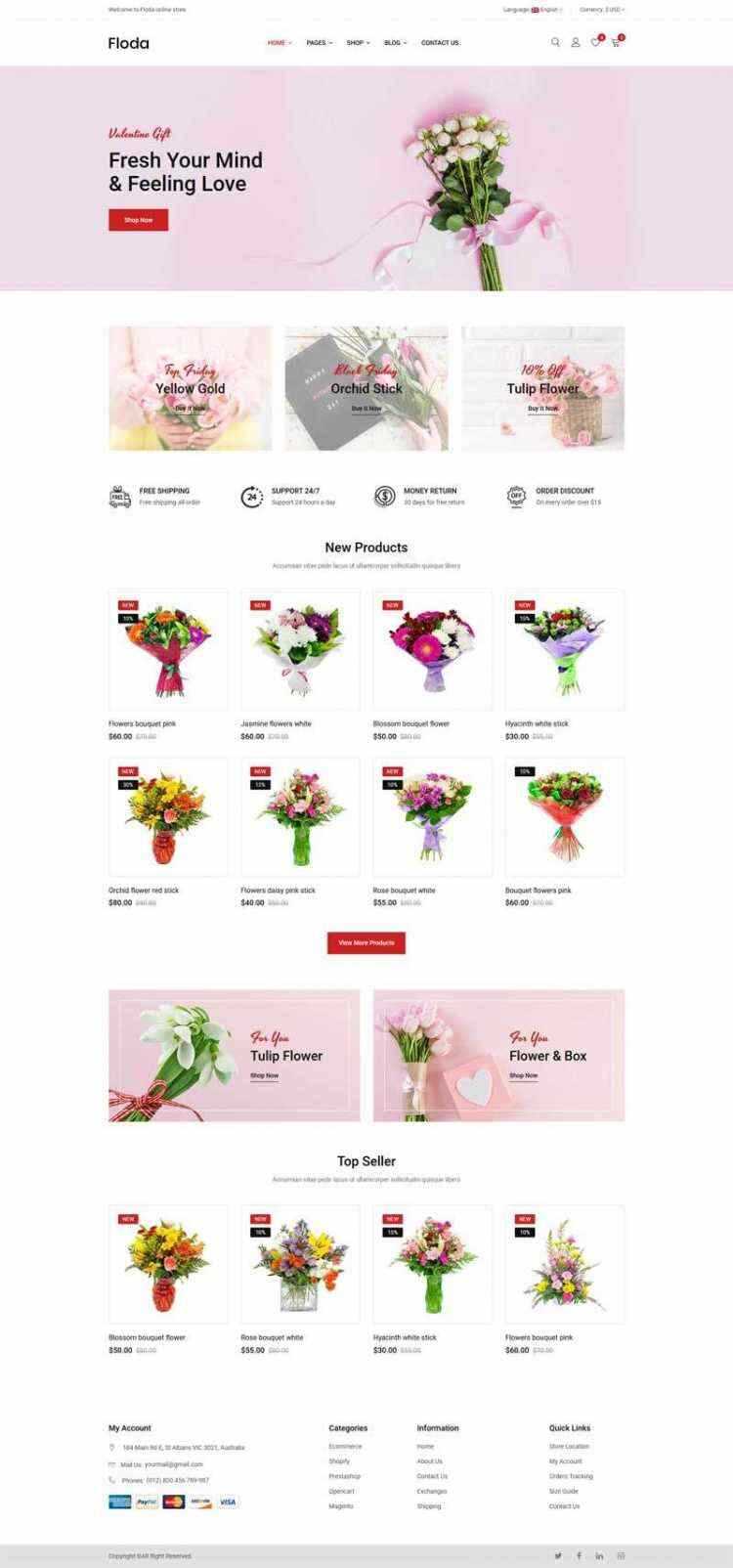 Bootstrap红色精美响应式鲜花花店电商网站 - 网创&网赚 项目教学