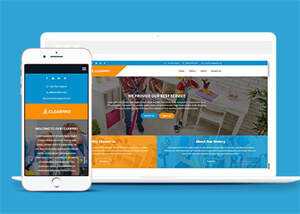 蓝色宽屏保洁类公司网站模板 - 网创&网赚 项目教学