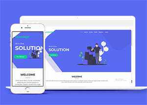 蓝色宽屏手机业务网站模板下载 - 网创&网赚 项目教学