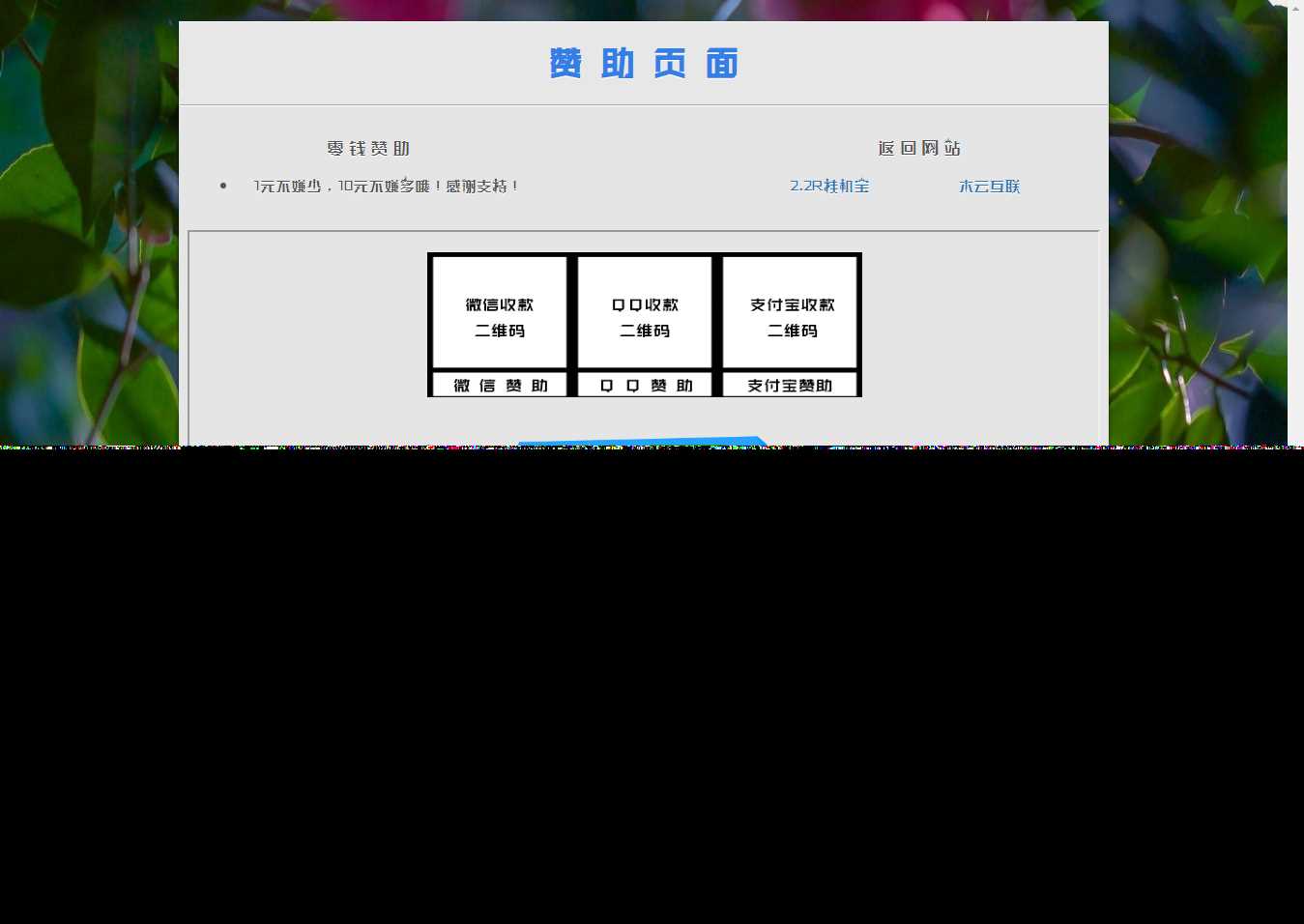 漂亮的赞助打赏单页HTML源码 - 网创&网赚 项目教学