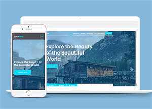 浅蓝色旅游订票网站模板下载 - 网创&网赚 项目教学