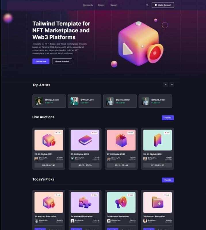 NFT市场服务企业网站html模板 - 网创&网赚 项目教学