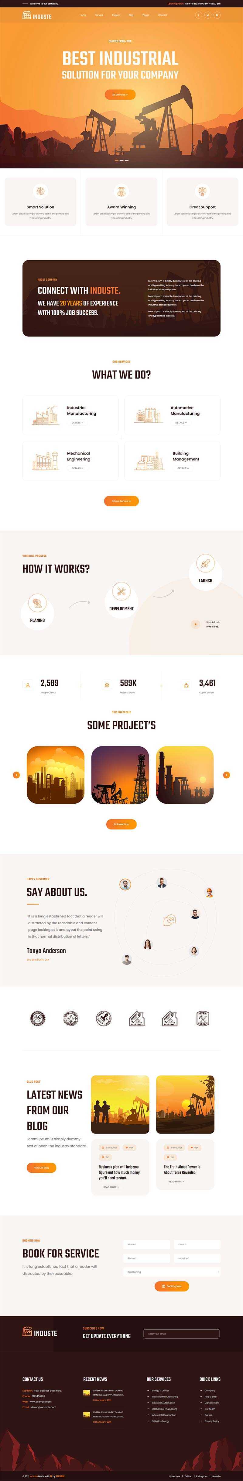 Bootstrap橙色多用途的工业生产企业网站html模板 - 网创&网赚 项目教学