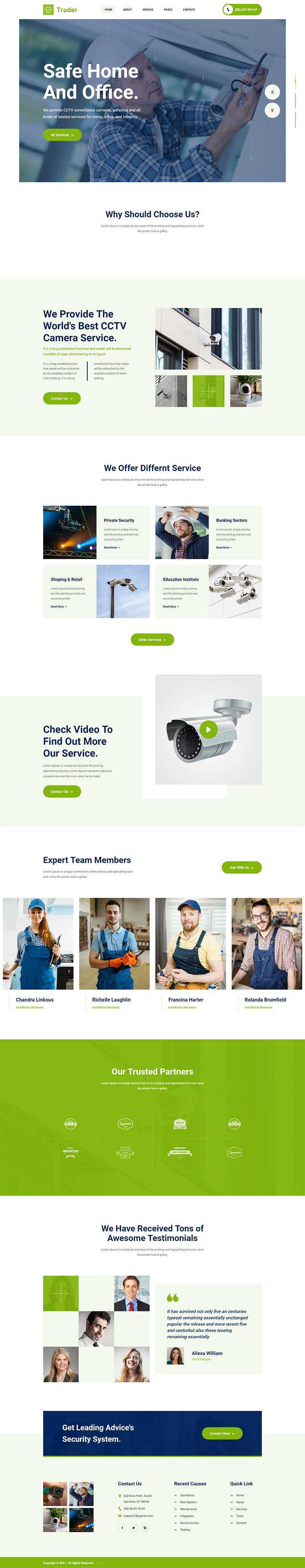绿色风格视频监控安装安防公司网页模板 - 网创&网赚 项目教学