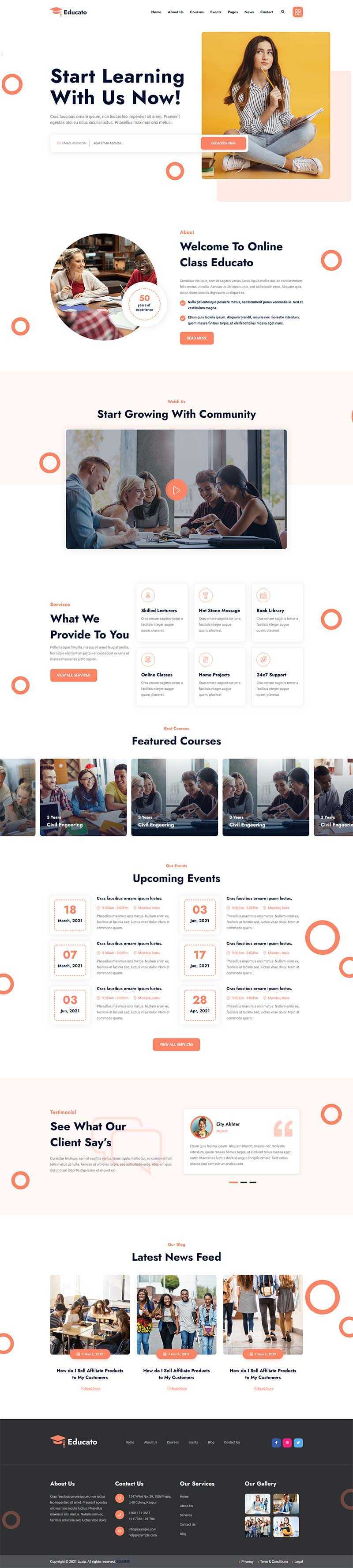橘黄色响应式在线学习教育企业网站html模板 - 网创&网赚 项目教学