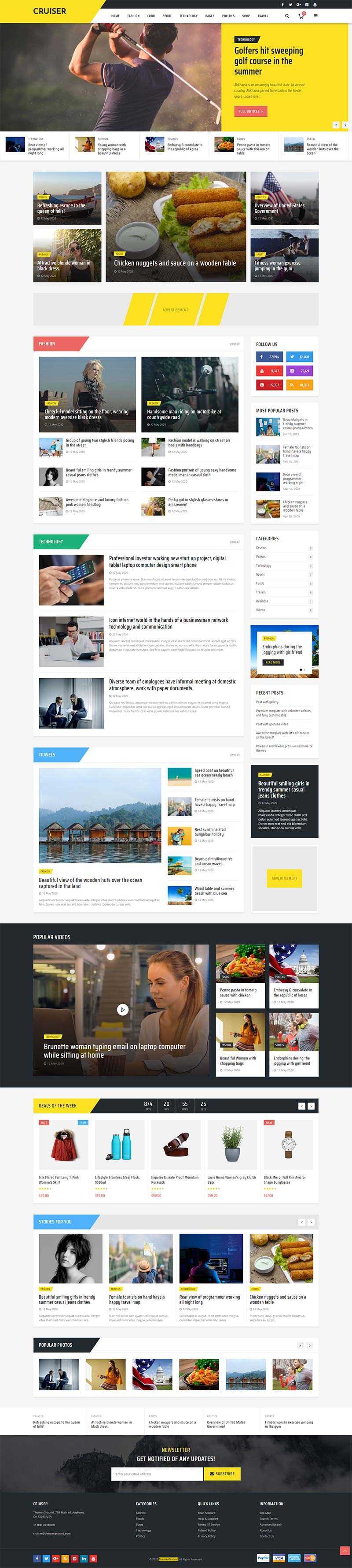 黄色响应式时尚资讯博客网站HTML模板 - 网创&网赚 项目教学