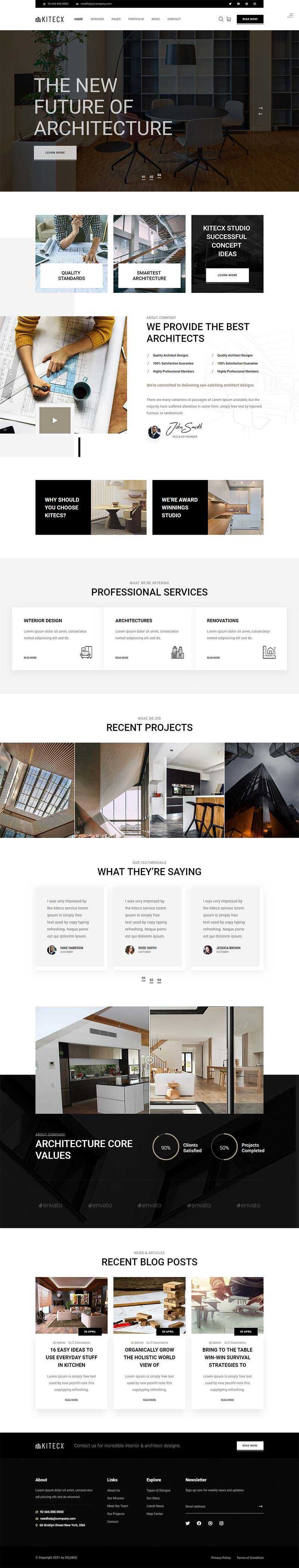 黑色响应式室内建筑行业HTML模板 - 网创&网赚 项目教学