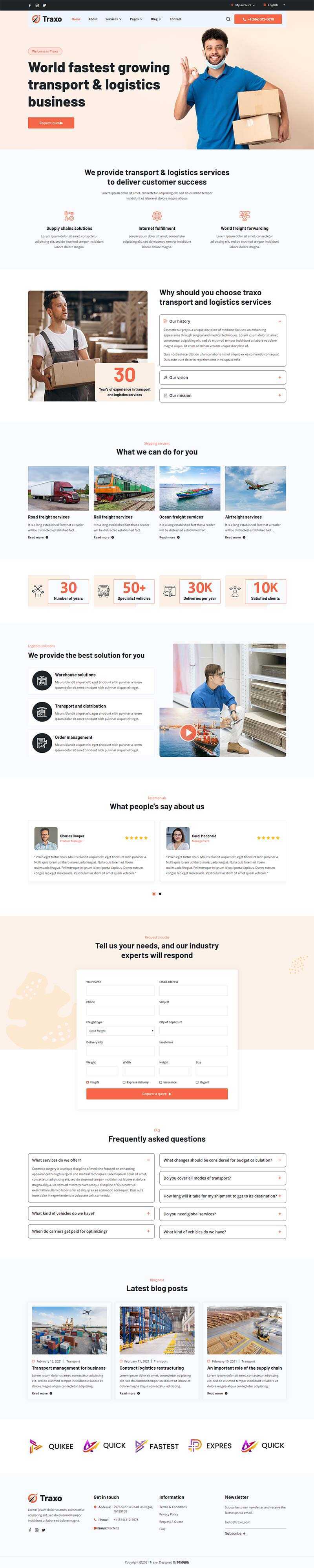 响应式多用途的物流快递公司HTML模板 - 网创&网赚 项目教学