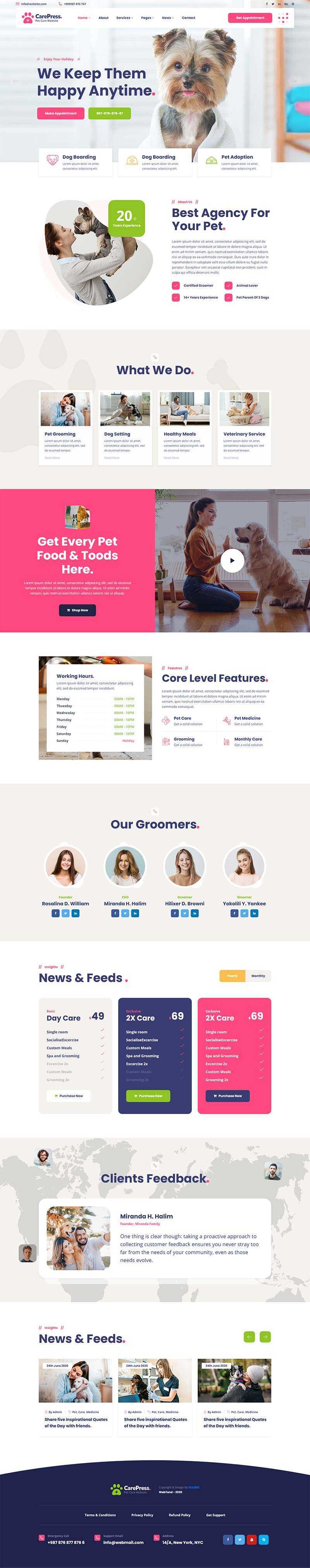 宠物护理医院兽医店铺官网HTML5模板 - 网创&网赚 项目教学