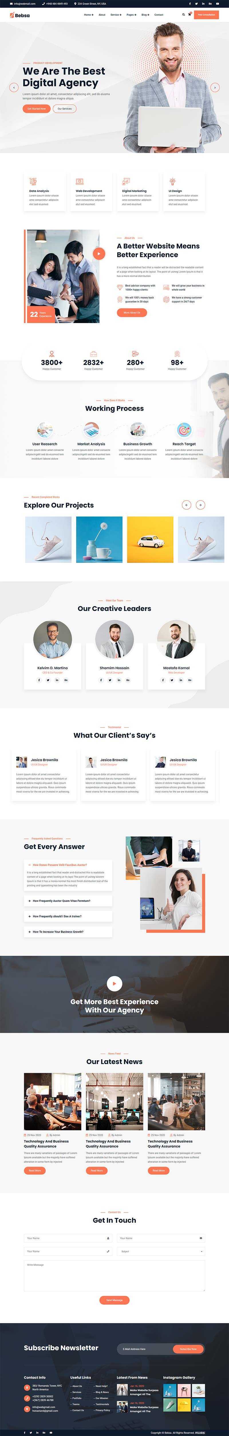 bootstrap4多用途的咨询公司业务展示html模板 - 网创&网赚 项目教学