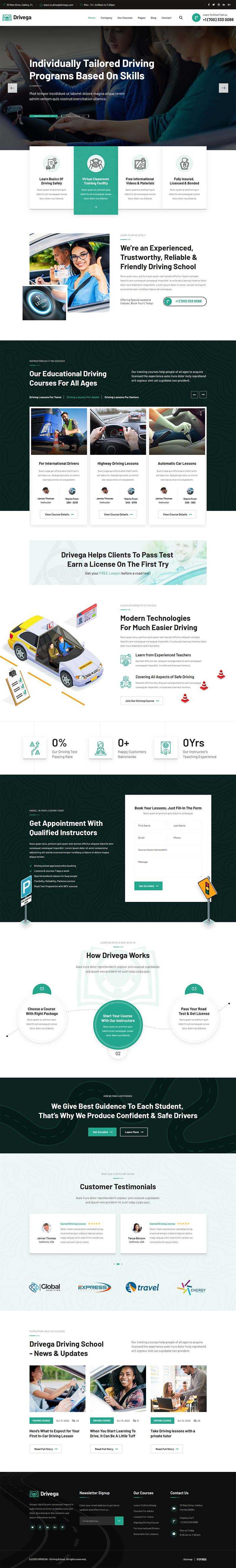 绿色汽车驾校培训企业官网HTML模板 - 网创&网赚 项目教学
