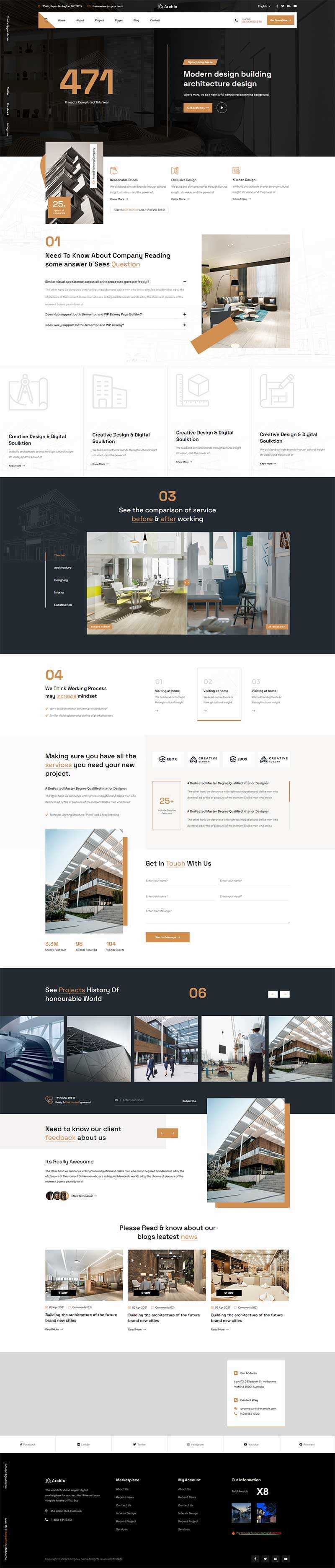 咖啡色现代建筑设计服务公司网站html模板 - 网创&网赚 项目教学