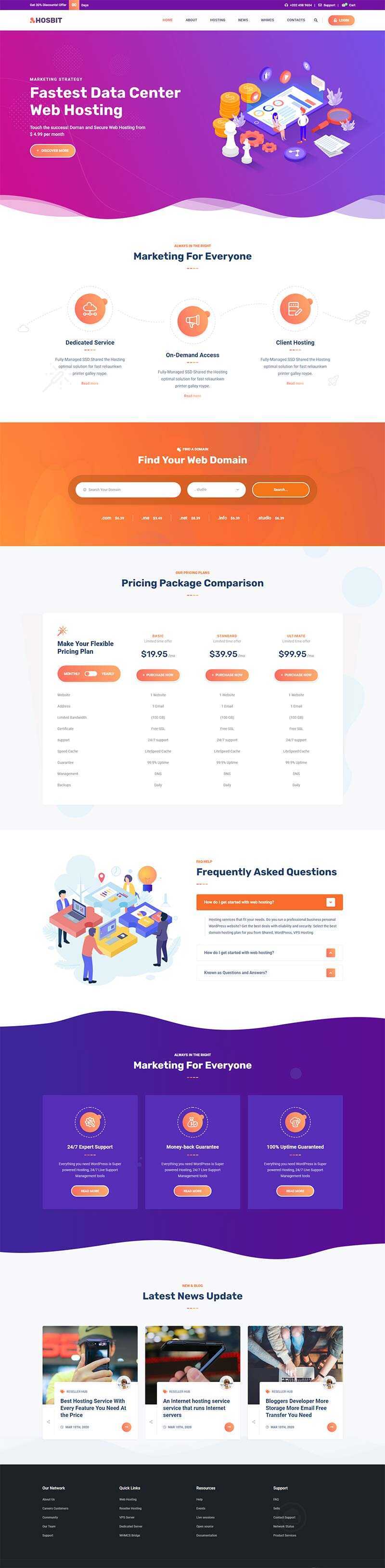 云主机域名服务网站HTML5模板 - 网创&网赚 项目教学