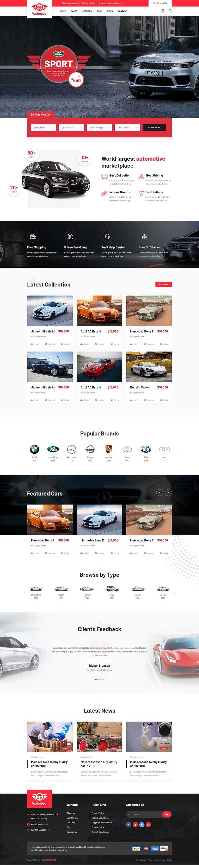 红色大气的汽车销售交易平台网页html模板 - 网创&网赚 项目教学