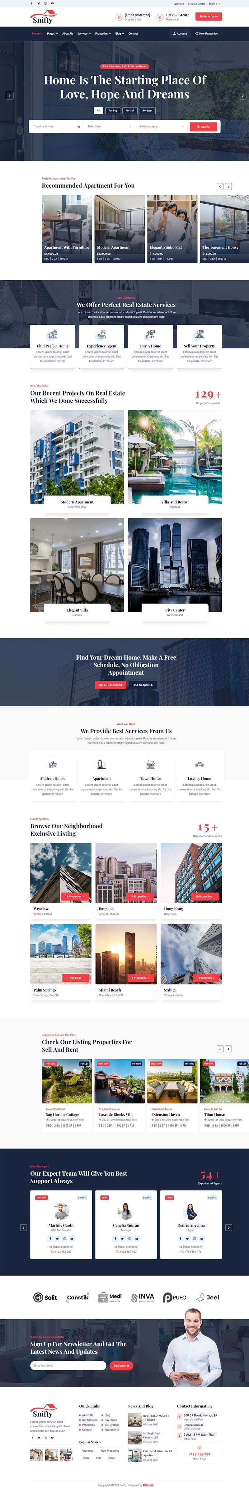bootstrap5深蓝色房地产信息资讯平台HTML5模板 - 网创&网赚 项目教学