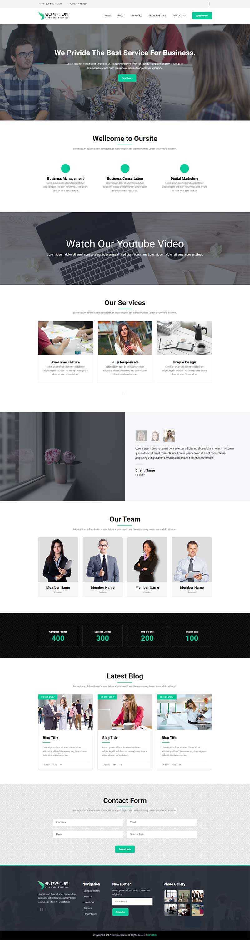 宽屏大气的企业官网网站模板 HTML模板 - 网创&网赚 项目教学