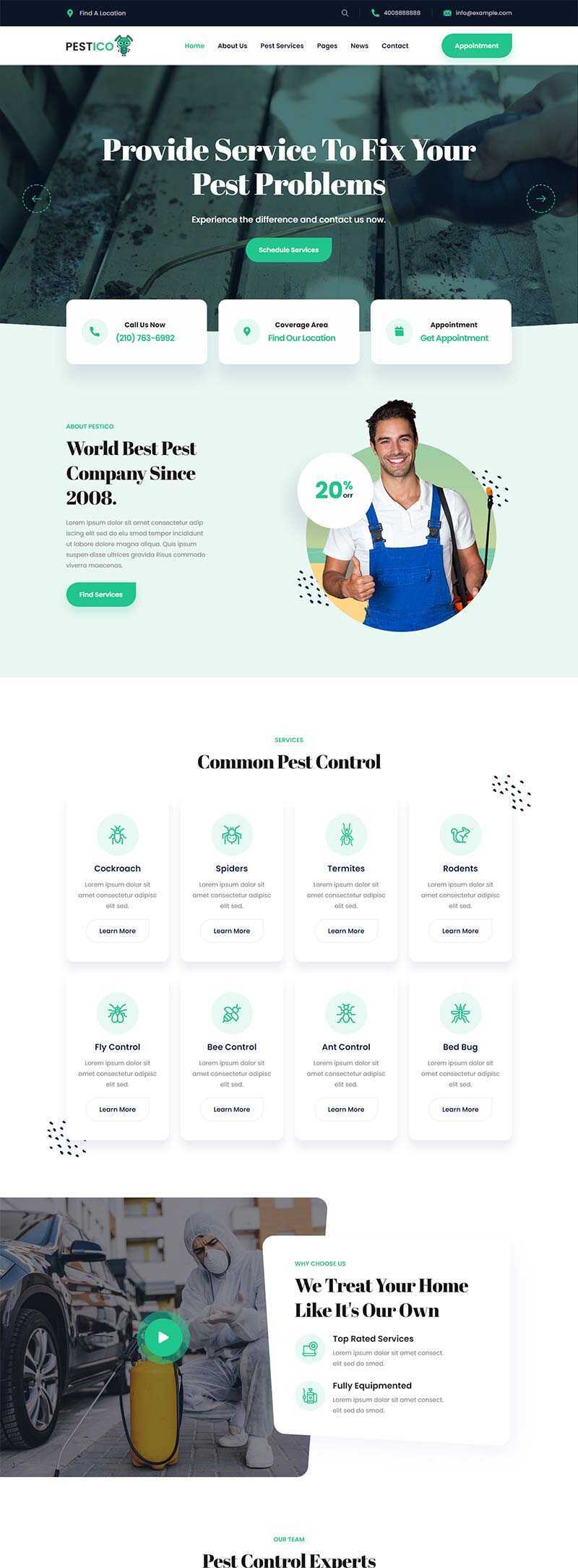 响应式害虫防治服务公司官网html模板 - 网创&网赚 项目教学