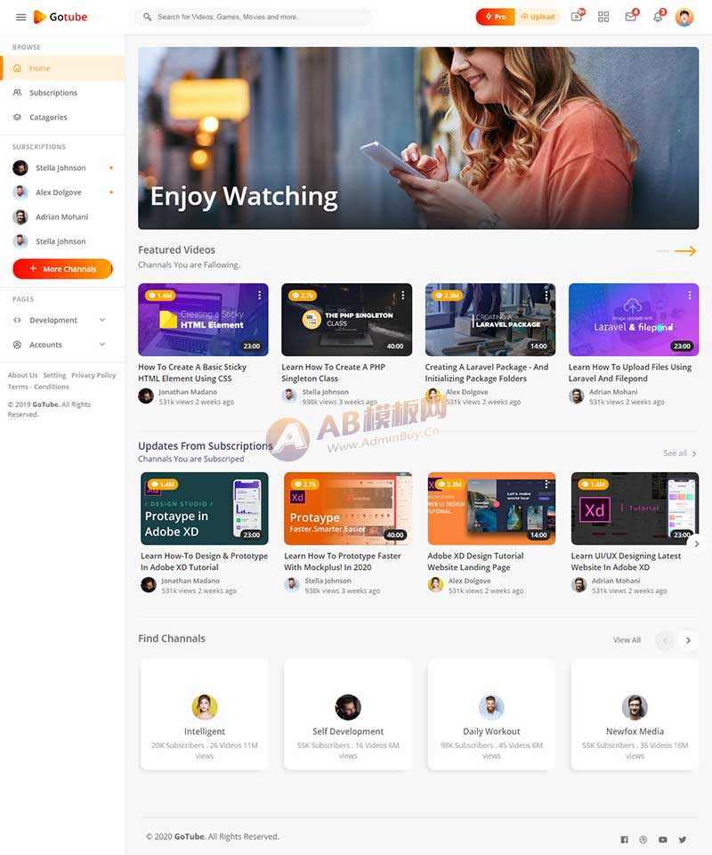 响应式网络视频共享平台网站HTML模板 - 网创&网赚 项目教学