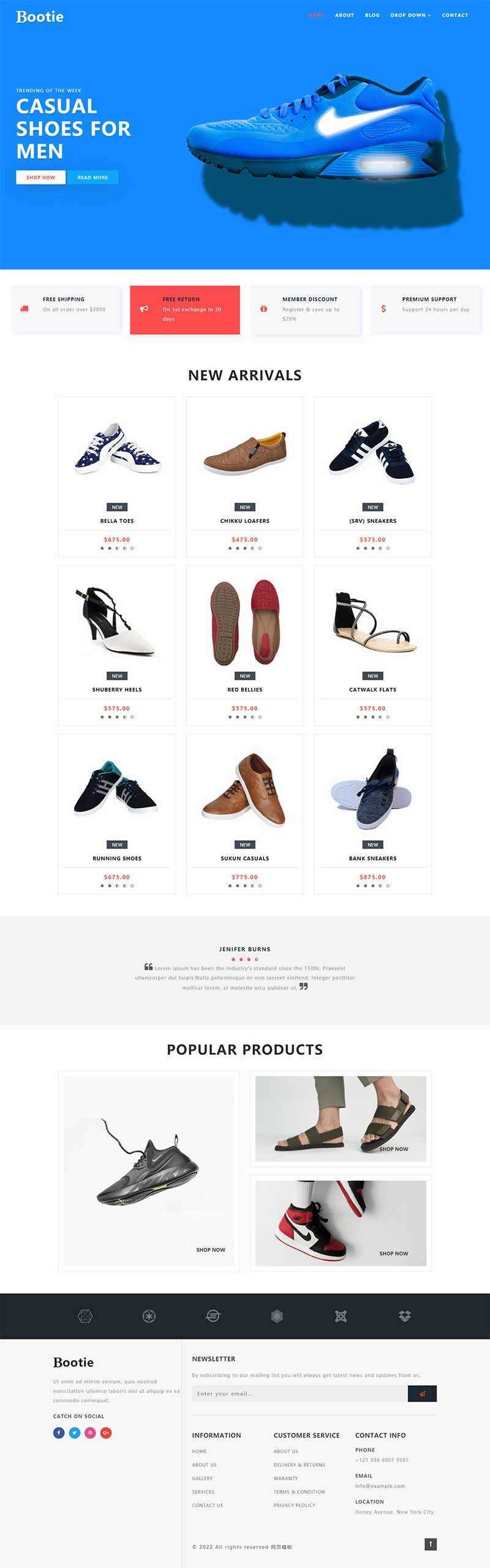 简洁大气的鞋子商城Bootstrap响应式网页模板 - 网创&网赚 项目教学