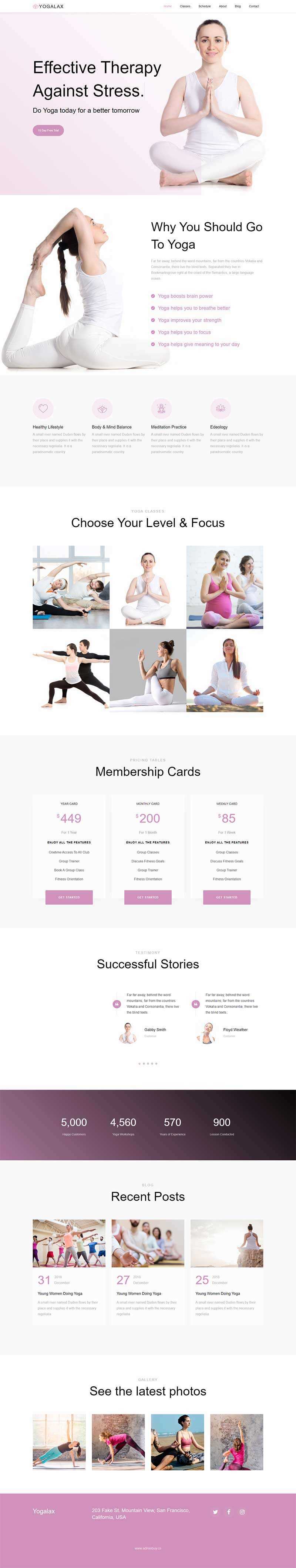 Bootstrap粉色的健身瑜伽类网站html模板 - 网创&网赚 项目教学