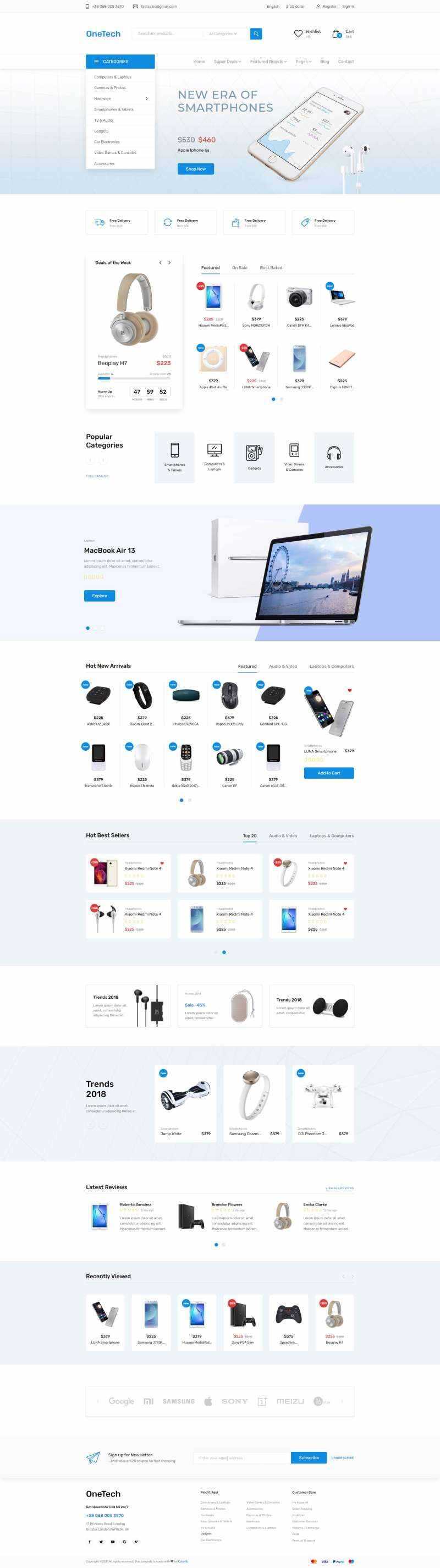 浅蓝色干净简洁的响应式数码商城html模板 - 网创&网赚 项目教学