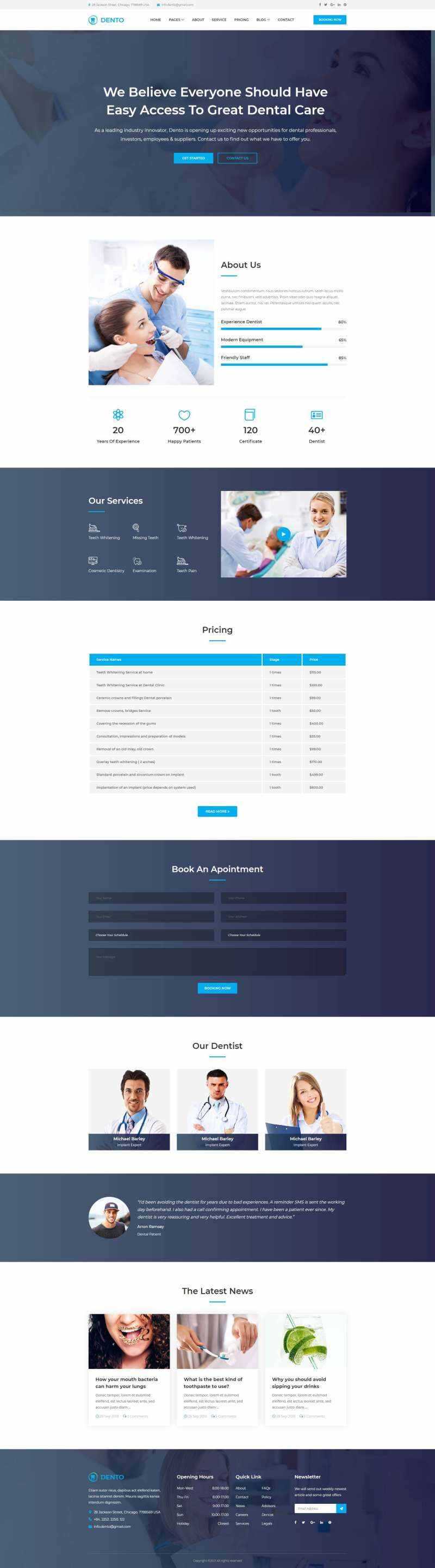 蓝色清爽的响应式牙科预约网站html模板 - 网创&网赚 项目教学