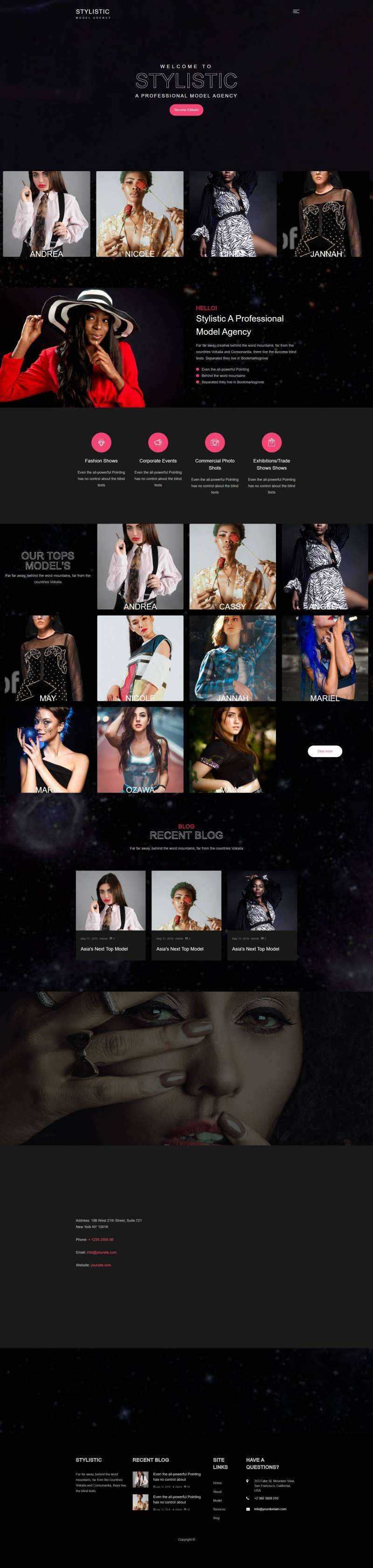 全屏背景Bootstrap4模特经纪公司网站模html板 - 网创&网赚 项目教学