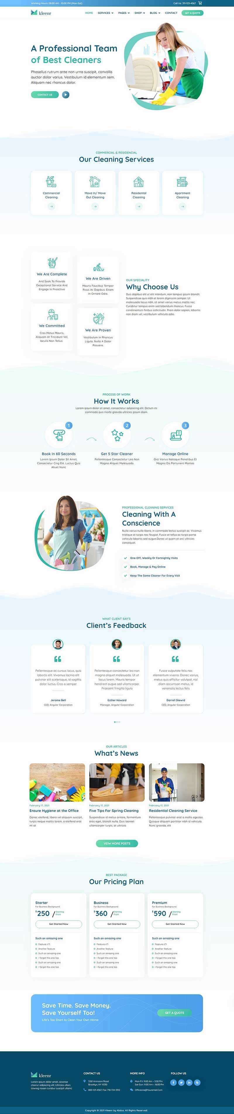 绿色清爽的家政清洁服务公司网站html模板 - 网创&网赚 项目教学