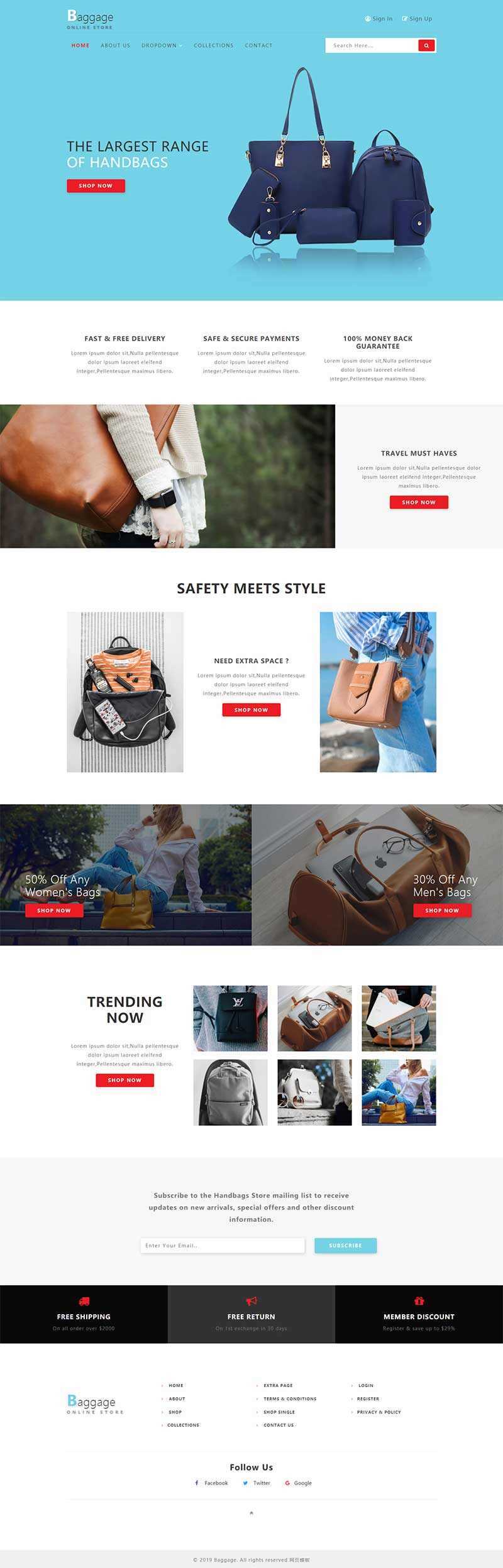 Bootstrap响应式箱包电子商务网站html模板 - 网创&网赚 项目教学