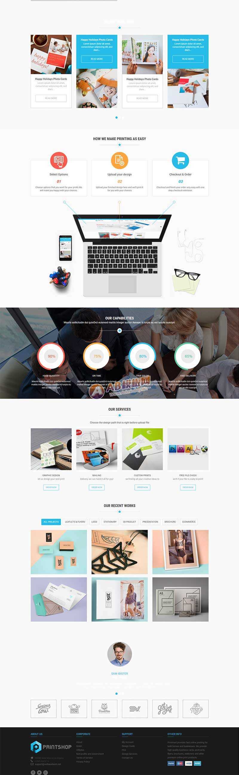 图片[2] - 蓝色的响应式名片印刷公司网站html模板 - 网创&网赚 项目教学