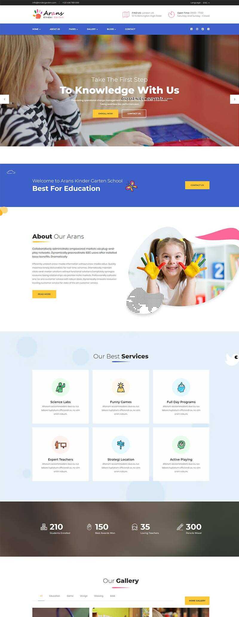 Bootstrap响应式幼儿园早教中心网站html模板 - 网创&网赚 项目教学