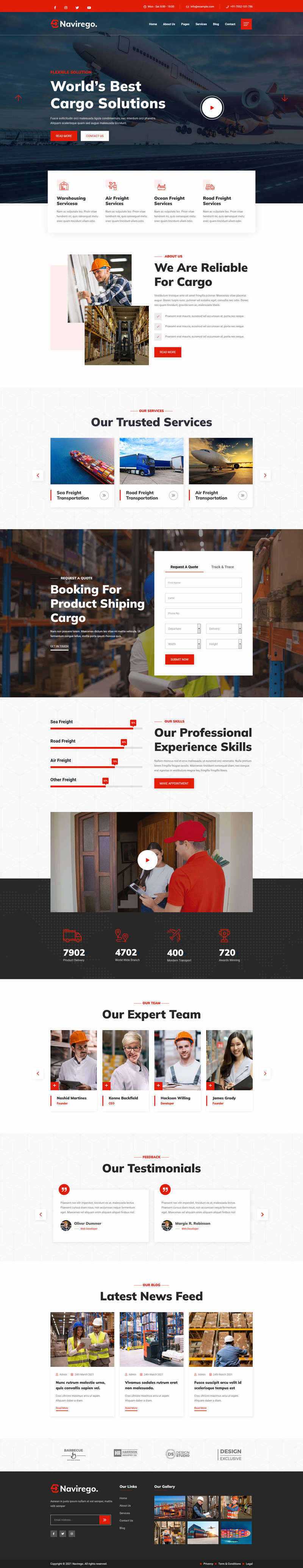 bootstrap红色的物流快递公司网站HTML模板 - 网创&网赚 项目教学