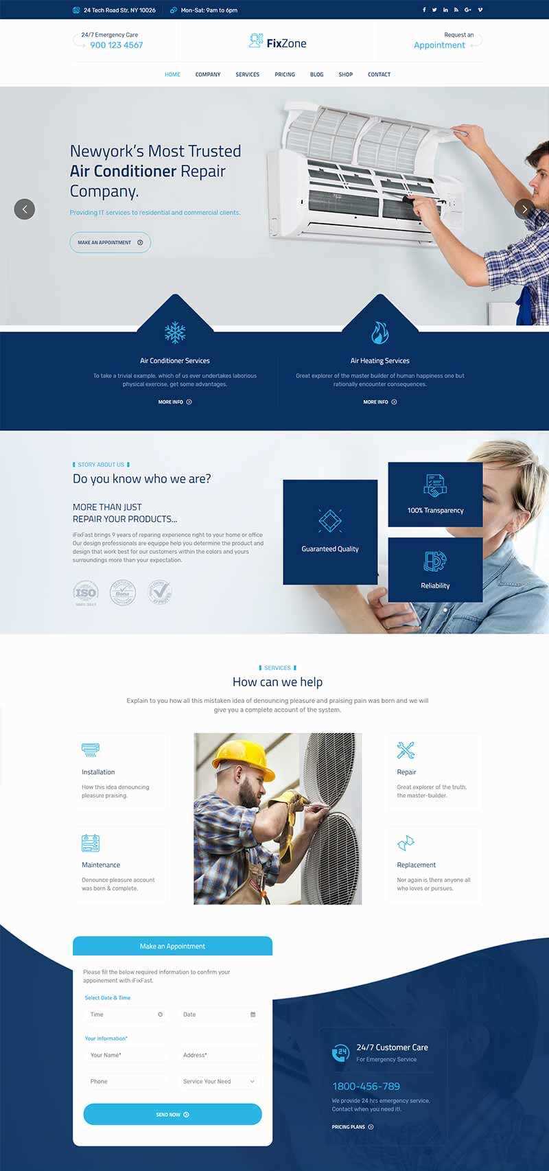 Bootstrap空调电器维修服务网站HTML模板 - 网创&网赚 项目教学