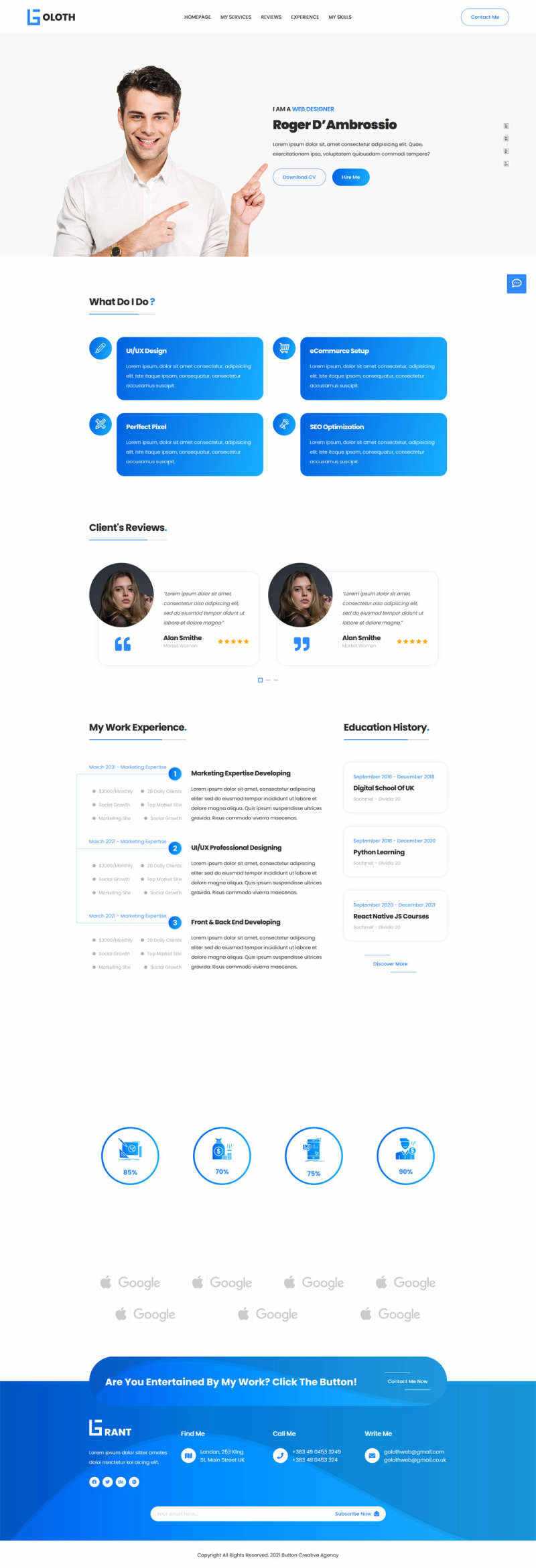 bootstrap多功能响应式个人简历单页html模板 - 网创&网赚 项目教学