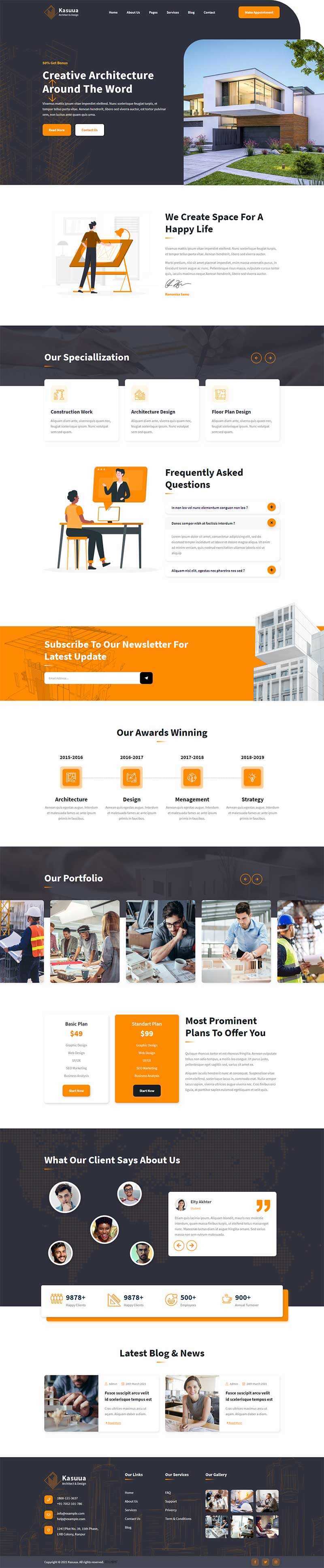 bootstrap建筑设计公司官网HTML模板 - 网创&网赚 项目教学