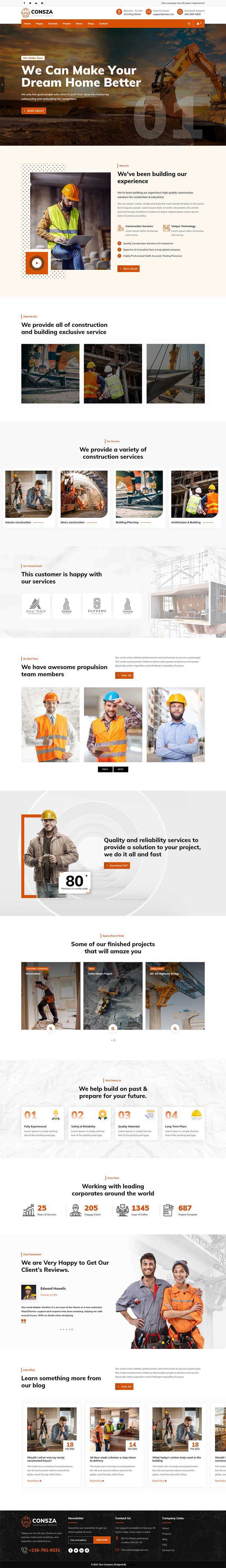 响应式房地产建筑工程企业网站HTML5模板 - 网创&网赚 项目教学