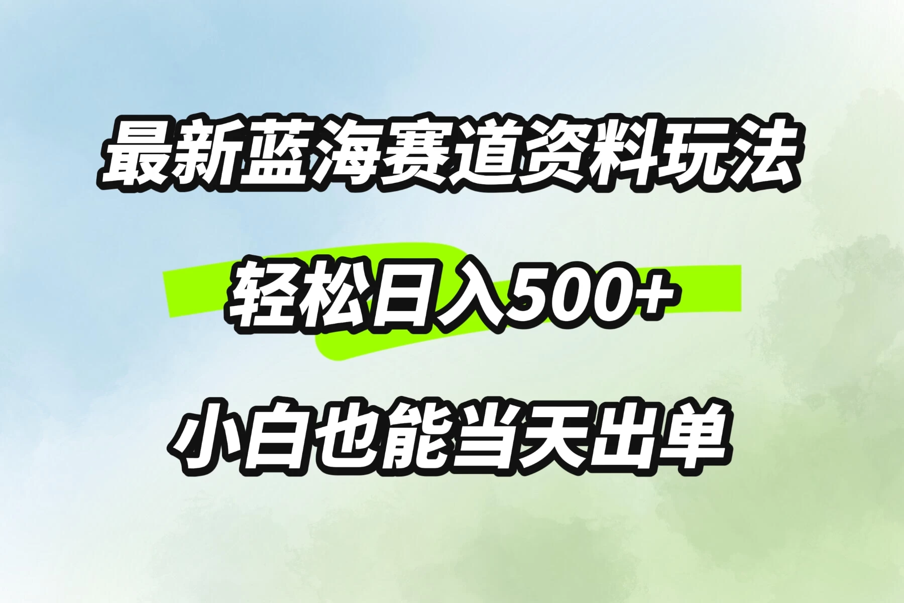 最新蓝海赛道资料玩法，轻松日入500+，小白也能当天出单 - 网创&网赚 项目教学