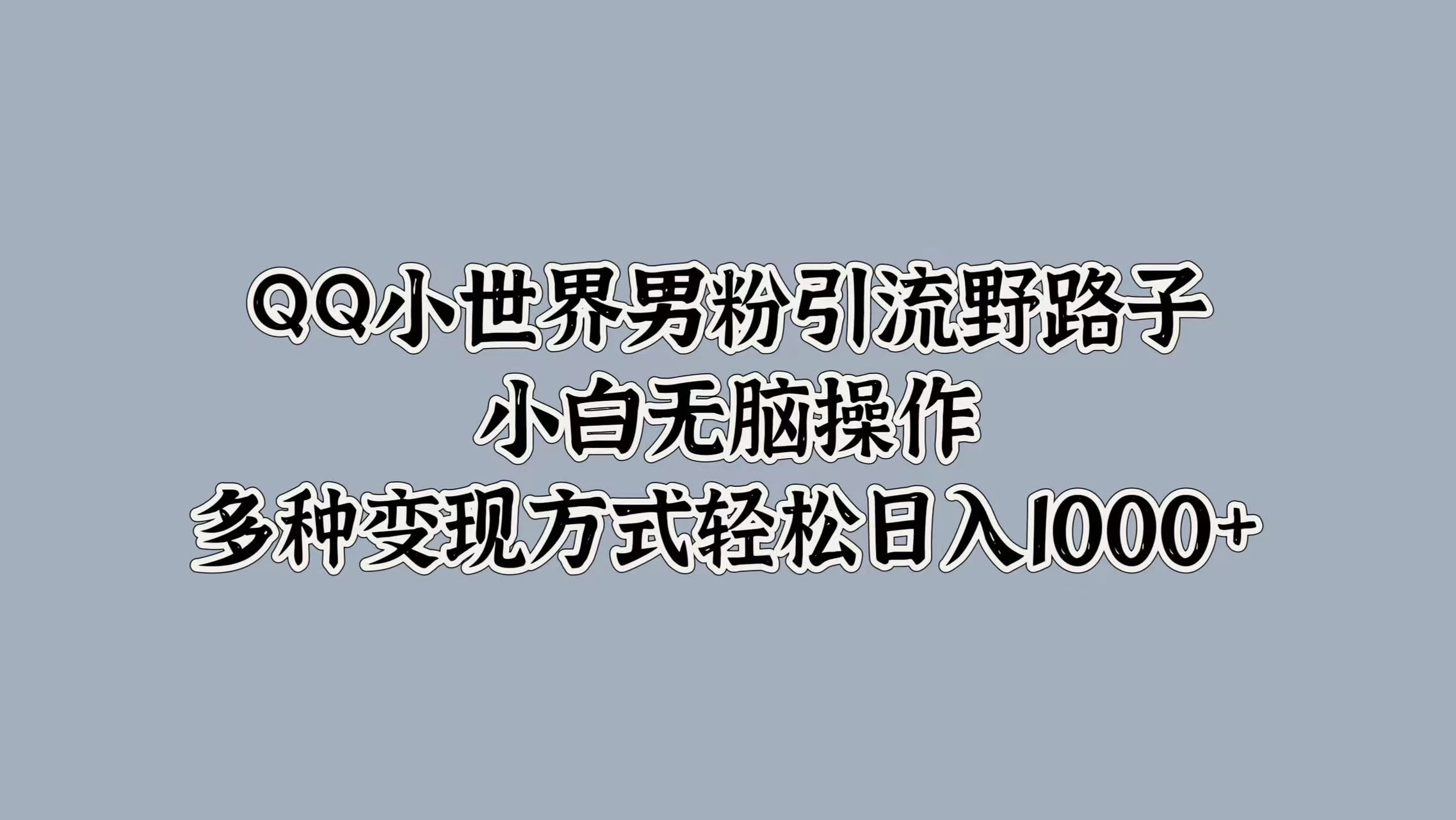 QQ小世界男粉引流野路子，小白无脑操作，多种变现方式轻松日入1000+ - 网创&网赚 项目教学