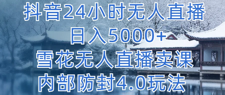 抖音24小时无人直播，日入5000+，雪花无人直播卖课，内部防封4.0玩法 - 网创&网赚 项目教学