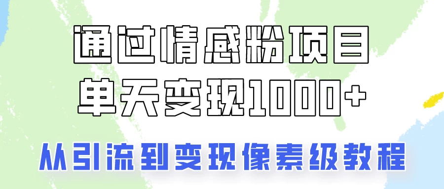 关于情感粉变现项目，我是怎么做到单天赚1000+的？从引流到变现像素级教程 - 网创&网赚 项目教学