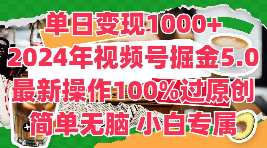 单日变现1000+，2024年视频号掘金5.0，最新骚操作100%过原创玩法，简单无脑，小白专属 - 网创&网赚 项目教学
