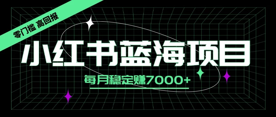 小红书蓝海项目，零门槛、高回报，每月稳定赚7000+ - 网创&网赚 项目教学