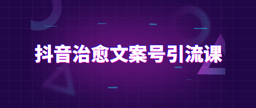 抖音治愈文案号引流课程 - 网创&网赚 项目教学