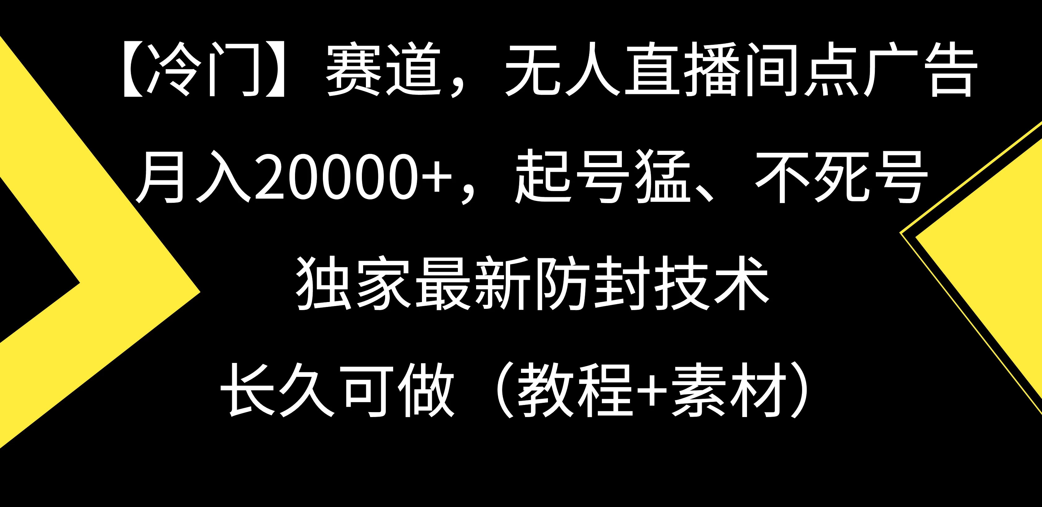 【冷门】赛道，无人直播间点广告，月入20000+，起号猛、不死号，独家最新防封技术，长久可做（教程+素材） - 网创&网赚 项目教学