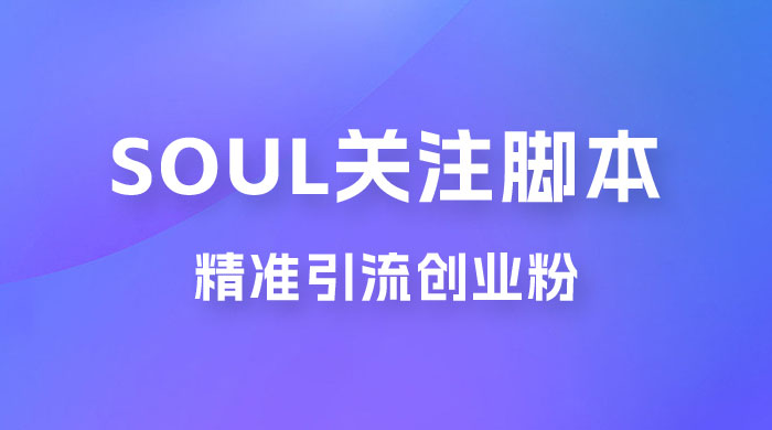 Soul 无限关注 App 脚本，精准引流创业粉 - 网创&网赚 项目教学