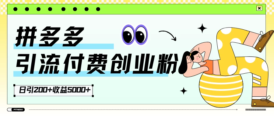 拼多多引流付费创业粉，日引200+，收益5000+ - 网创&网赚 项目教学