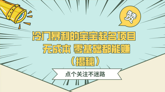 冷门暴利的宝宝起名项目 ，无成本零基础都能赚（揭秘） - 网创&网赚 项目教学